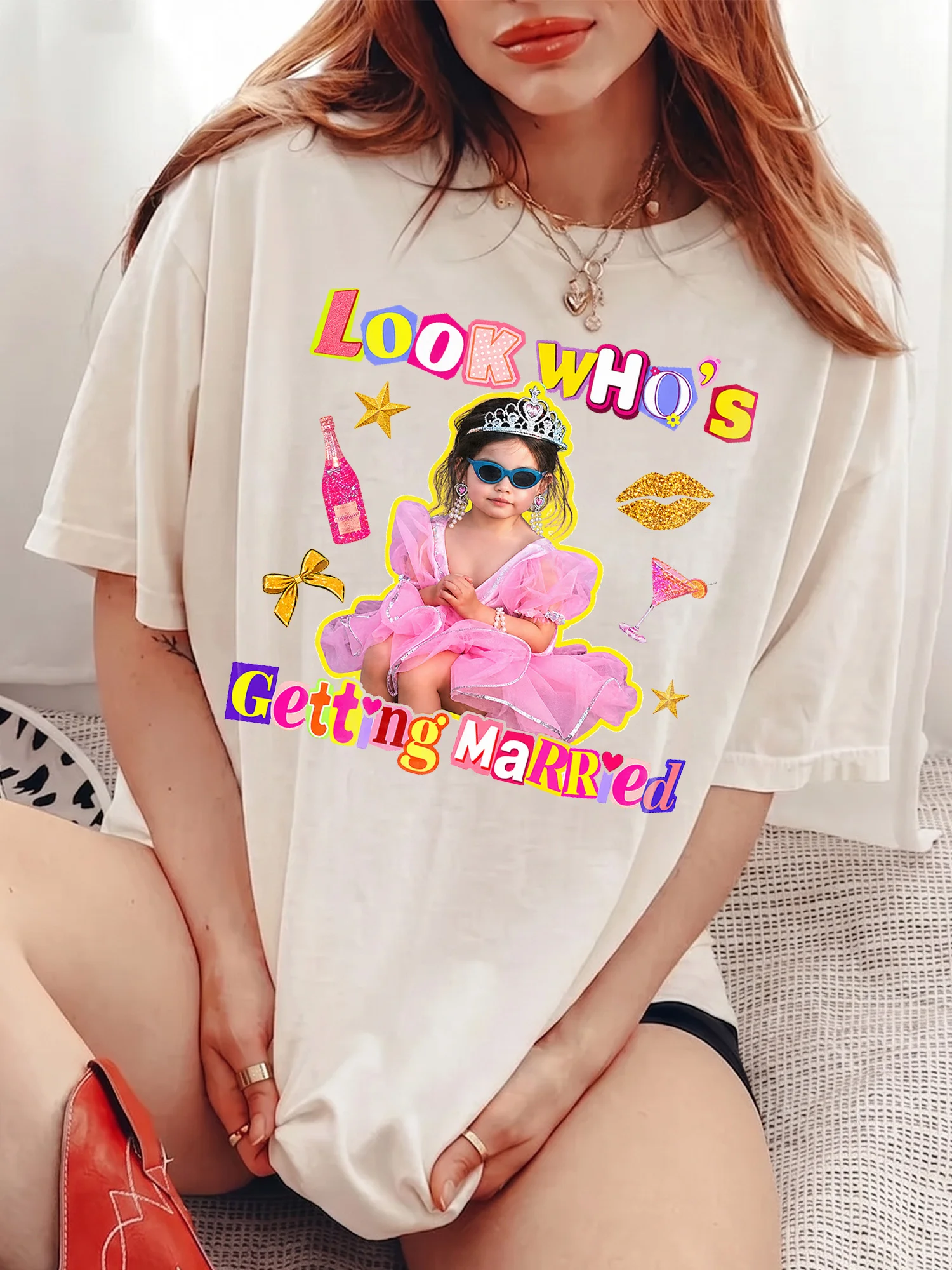 Look Who's Getting Married Custom Bride Photo Tee for Bachelorette Party