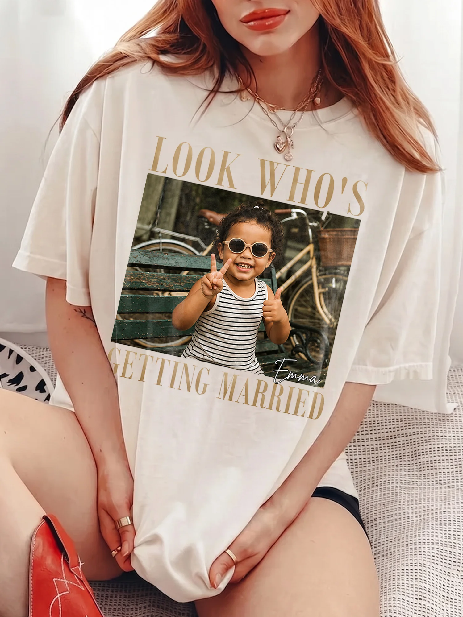 Look Who's Getting Married Custom Photo Tee Personalized Engagement Party Shirt