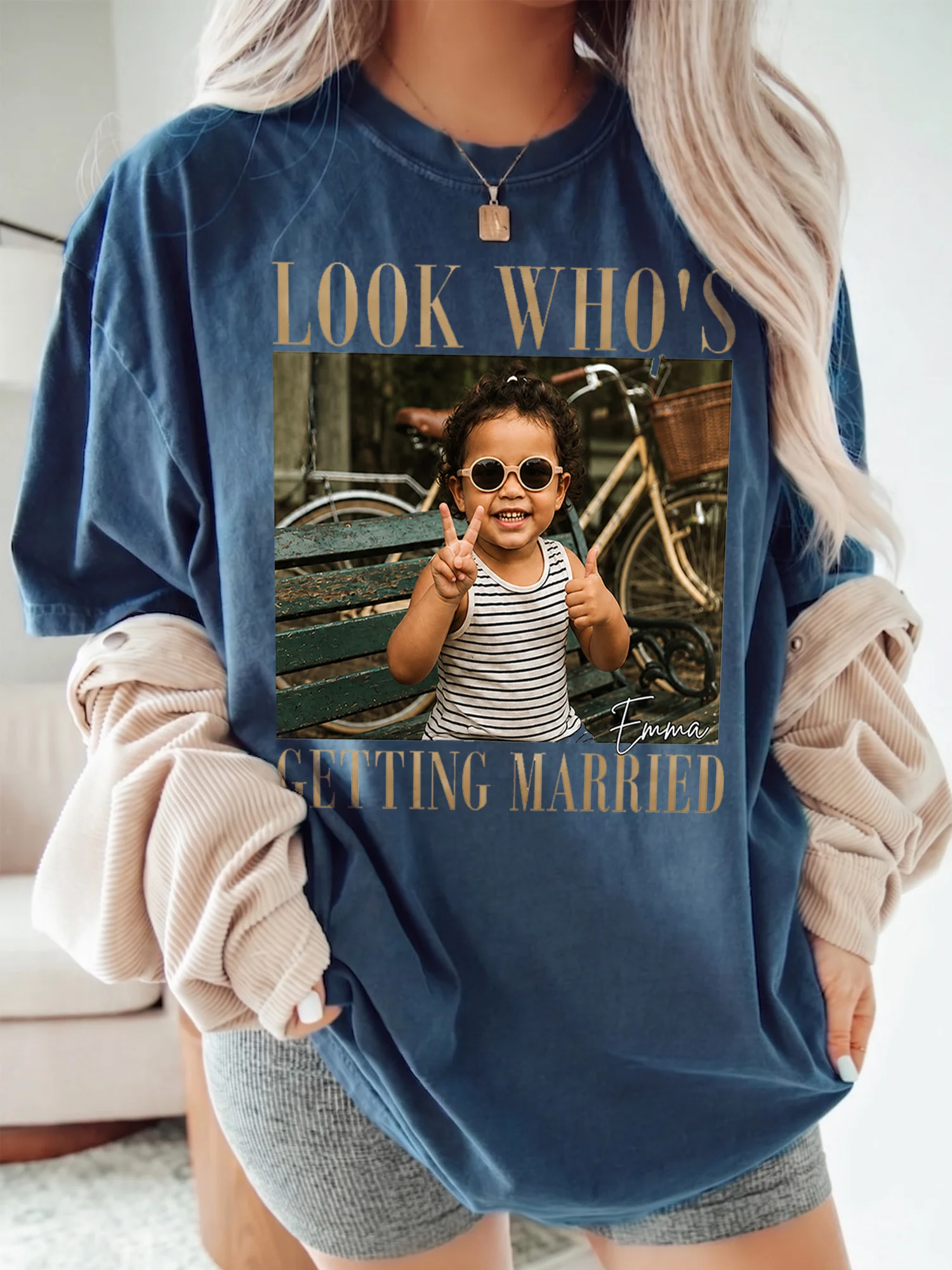 Look Who's Getting Married Custom Photo Tee Personalized Engagement Party Shirt