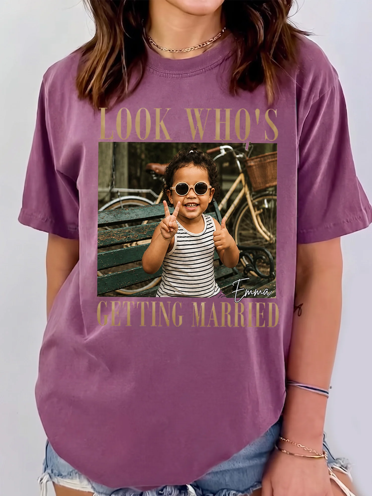 Look Who's Getting Married Custom Photo Tee Personalized Engagement Party Shirt