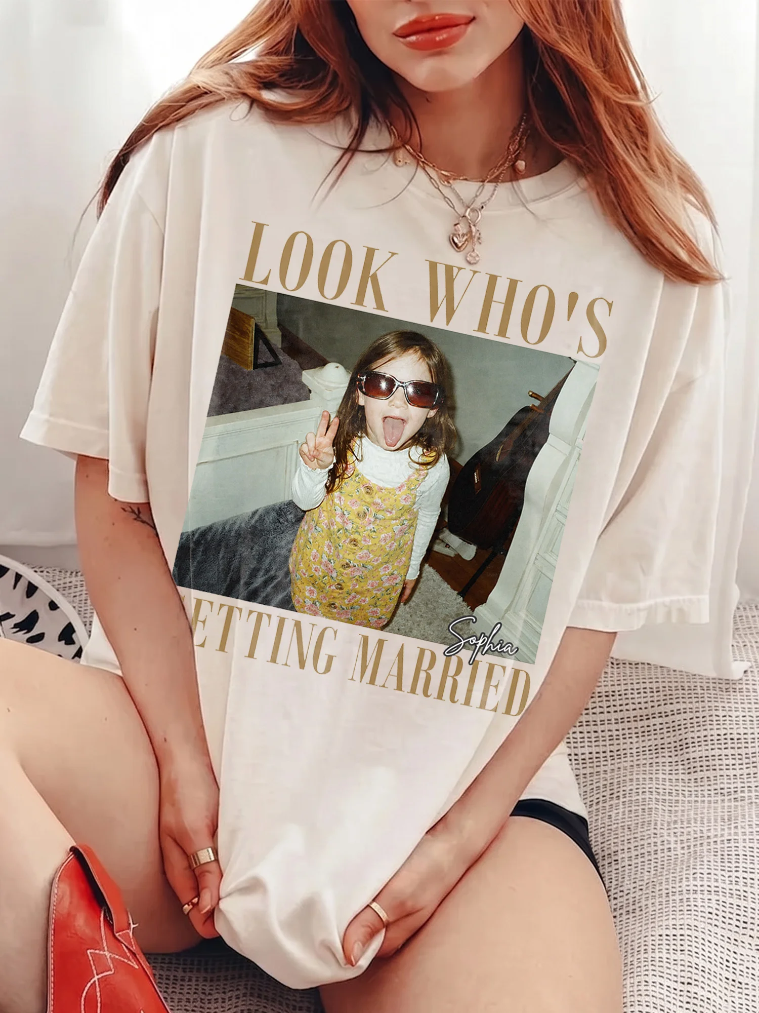 Look Who's Getting Married Custom Photo Tee Personalized Bachelorette Party Shirt