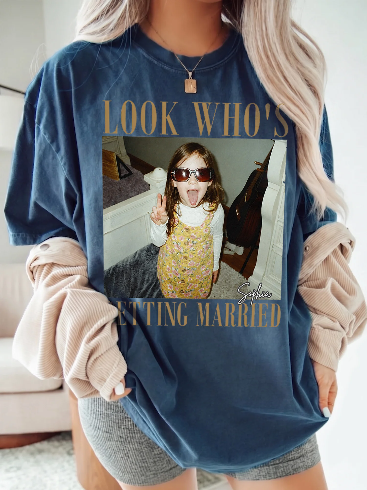 Look Who's Getting Married Custom Photo Tee Personalized Bachelorette Party Shirt