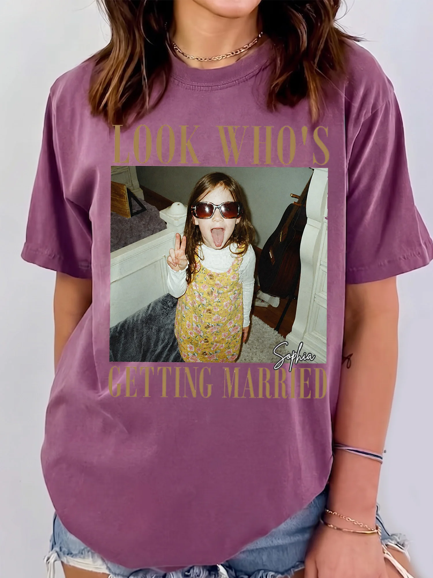 Look Who's Getting Married Custom Photo Tee Personalized Bachelorette Party Shirt