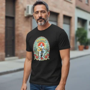 Rome Skeleton Playing Guitar Vintage Rock Graphic Tee