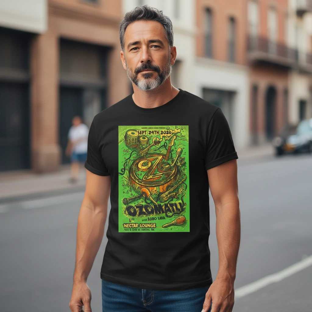 woobulk_1786414460831_0_038f3c4a.webp Ozomatli Nectar Lounge Seattle Concert Tee with Lobo Lara Vintage Poster Graphic