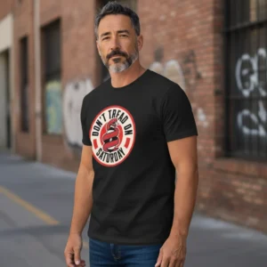 Don't Tread On Saturday Patriotic Humor Tee Vintage Snake Graphic T-Shirt Gift for Men