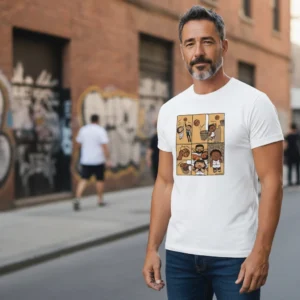 Cartoon Basketball Comic Graphic Tee Retro Streetwear Gift for Men