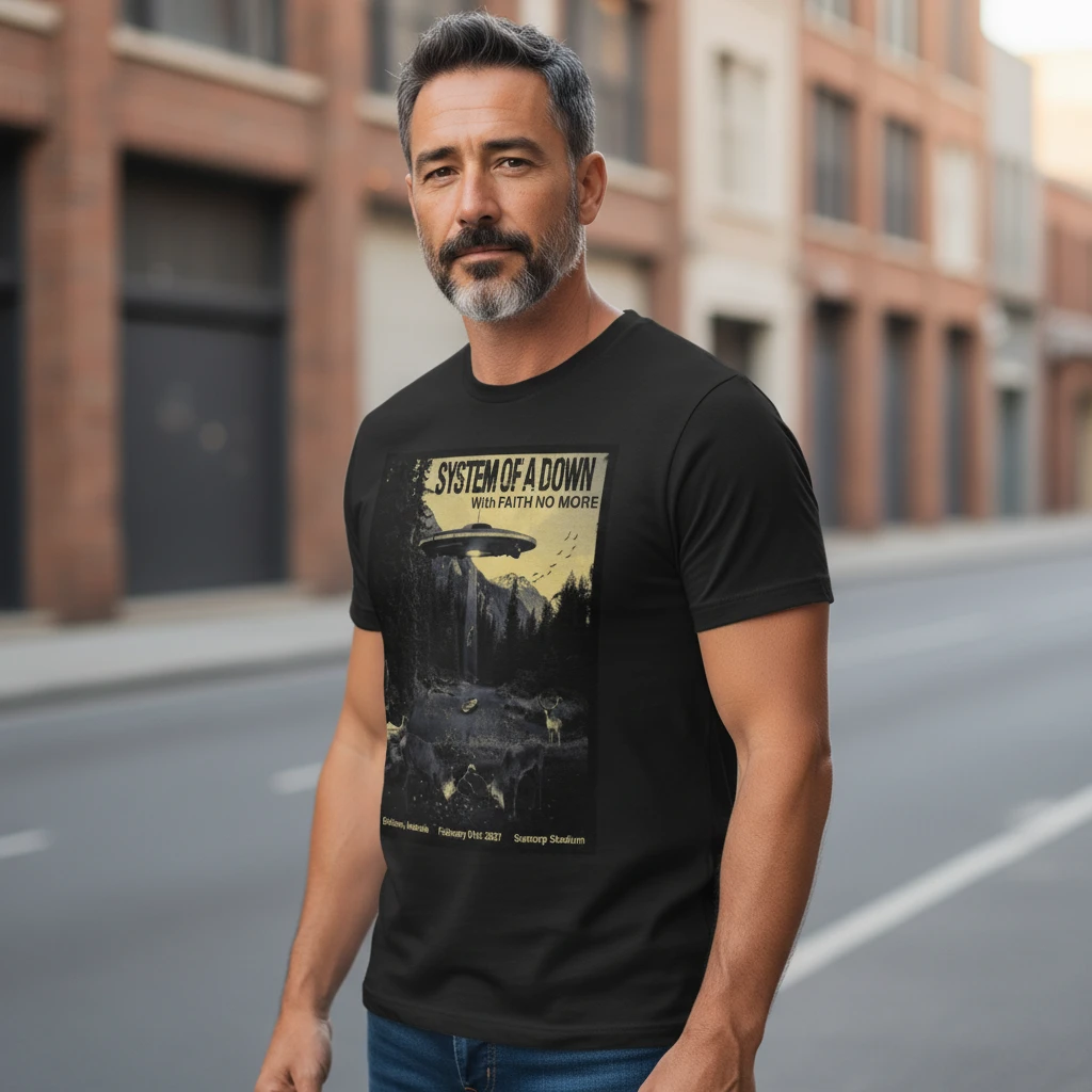 woobulk_1786416792460_0_e9826605.webp System of a Down Faith No More Tour Tee Retro Alt Metal Concert Graphic