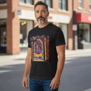 Gothic Stained Glass Window Graphic Tee Dark Academia Cathedral Art Shirt