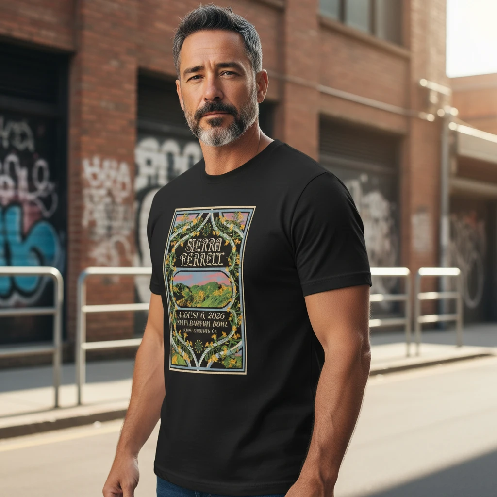 woobulk_1786419242887_0_c7219ab8.webp Sierra Ferrell Aug 6 2026 Santa Barbara Bowl Concert Tee Heavy Petal Tour Souvenir