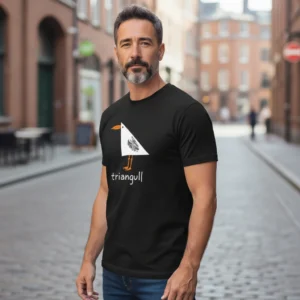 Triangull Seagull Pun Tee Minimalist Geometric Triangle Bird Graphic Shirt for Men