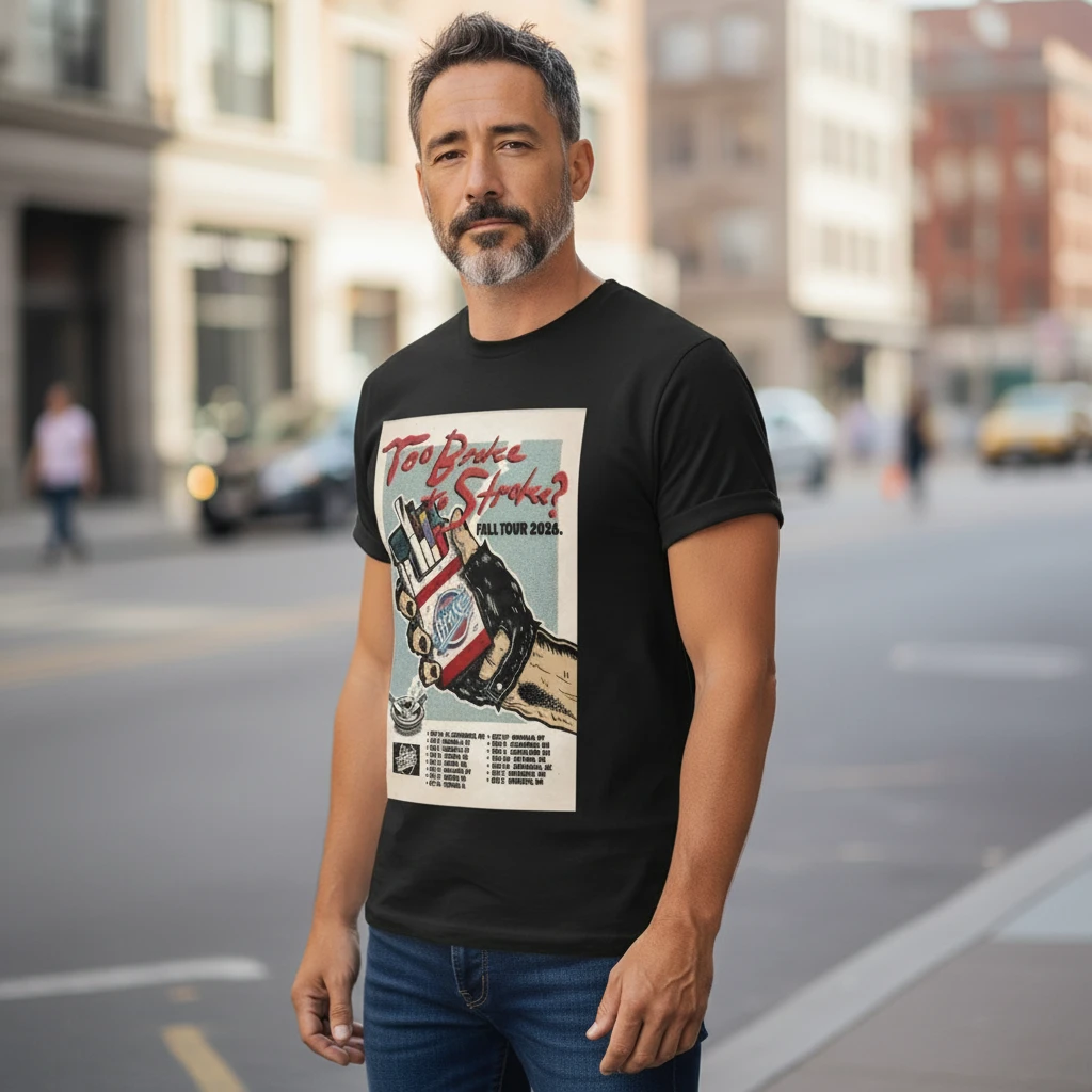 Too Broke To Strobe Fall Tour 2026 Tee Retro Concert Merch Graphic