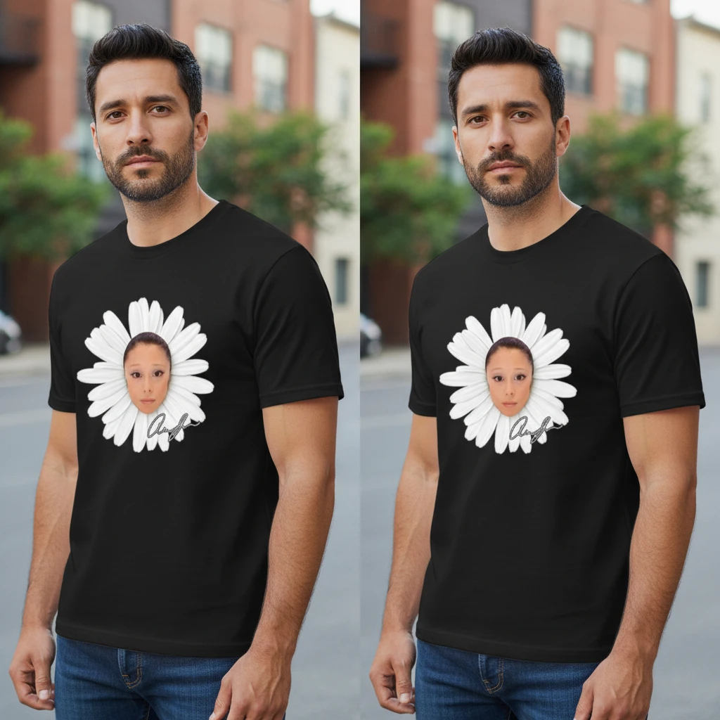 woobulk_1786424776096_0_0eaac2e1.webp Ariana Grande Graphic Tee Surreal Daisy Portrait T-Shirt