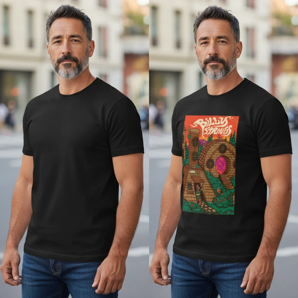 woobulk_1786436834115_0_9a717027.webp Billy Strings Vintage Poster Graphic Tee Bluegrass Jam Band Concert Shirt