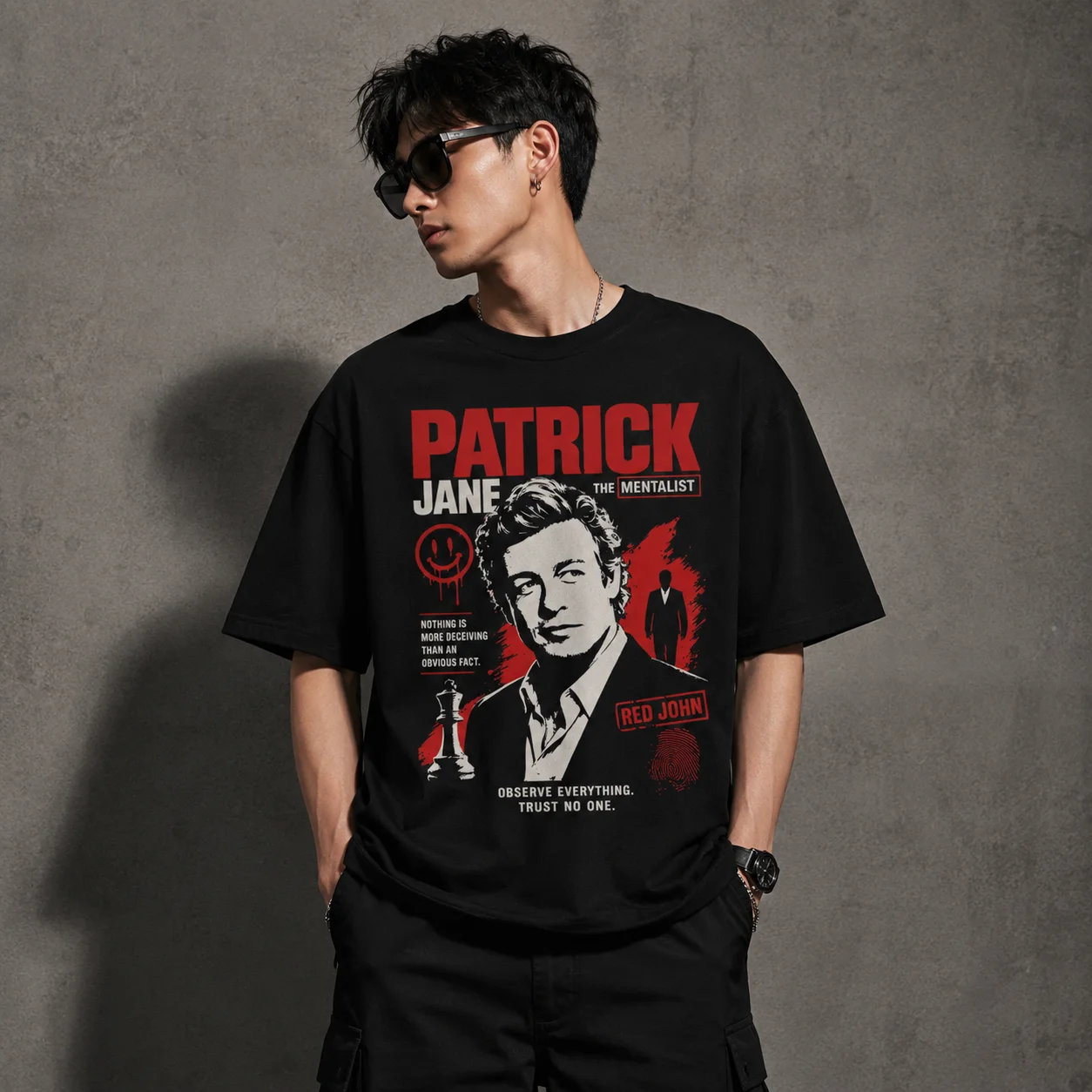 Patrick Jane The Mentalist Tee Observe Everything Trust No One Red John Graphic Shirt