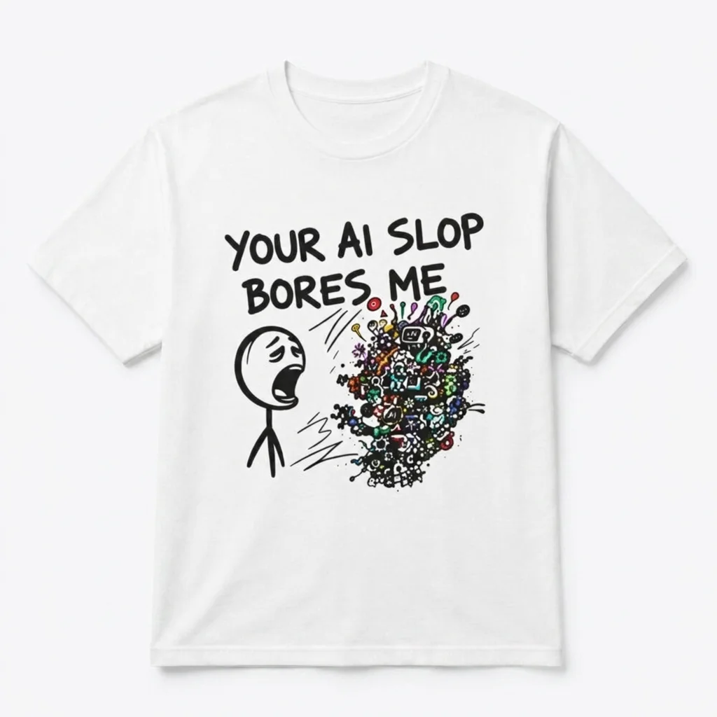 Your AI Slop Bores Me Tee Funny Anti AI Meme Graphic T-Shirt