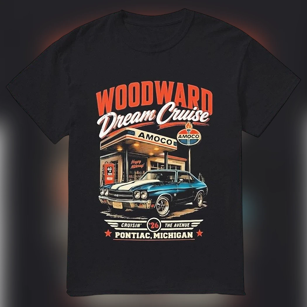 Woodward Dream Cruise Pontiac Michigan Cruisin 26 Tee, Vintage Classic Muscle Car Graphic Shirt