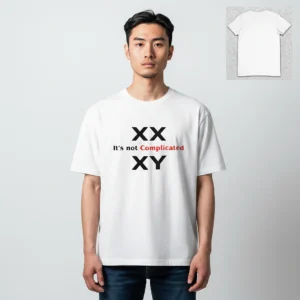 XX XY It's Not Complicated Tee, Biology Chromosome Slogan Graphic T-Shirt available at our Los Angeles warehouse