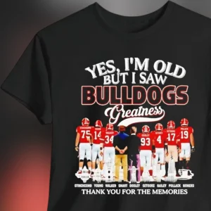 Yes I'm Old But I Saw Bulldogs Greatness Tee, Thank You for the Memories Vintage Football Fan Graphic Shirt