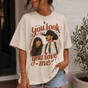 You Look Like You Love Me Tee Vintage Western Country Song Graphic Shirt for Women