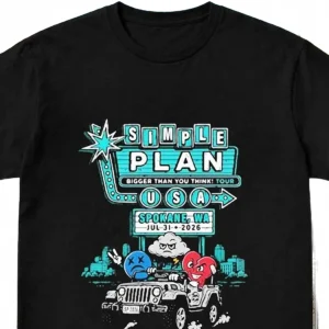 Simple Plan Bigger Than You Think Tour Spokane WA Jul 31 2026 Tee Pop Punk Concert Tour Merch Shirt
