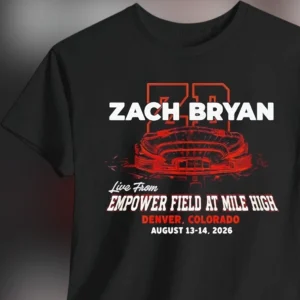 Zach Bryan Live From Empower Field at Mile High Tee, Denver Colorado August 13-14 2026 Concert Souvenir Shirt