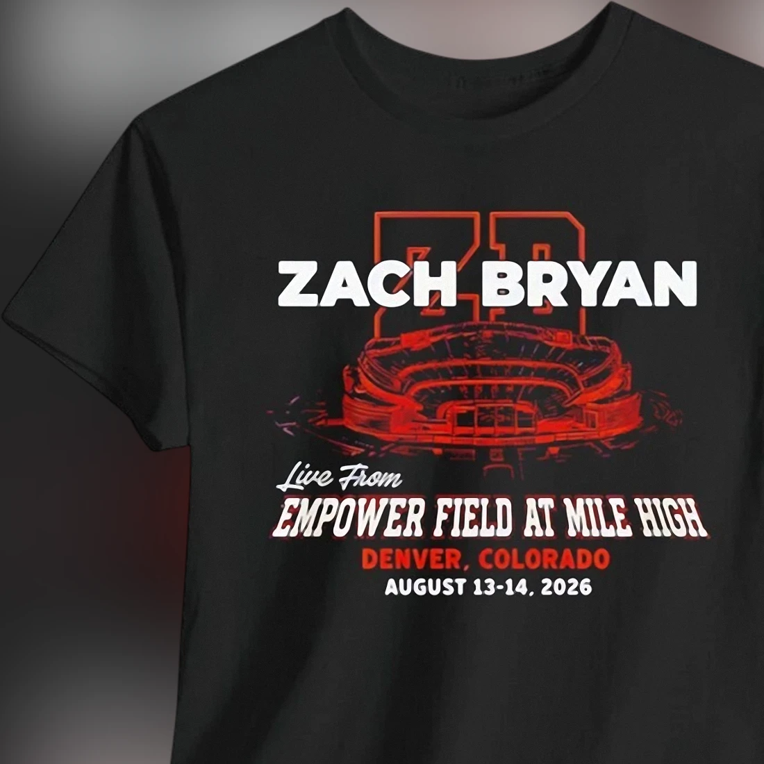 Zach Bryan Live From Empower Field at Mile High Tee, Denver Colorado August 13-14 2026 Concert Souvenir Shirt