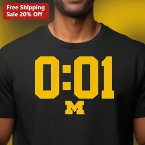 0:01 M Tee University of Michigan Wolverines Graphic T-Shirt Black Cotton Fan Apparel available at our Los Angeles warehouse