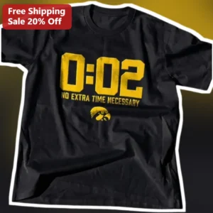 0:02 No Extra Time Necessary Iowa Football Tee College Sports Fan Gift available at our Los Angeles warehouse