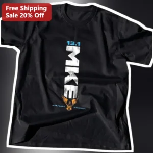 13.1 Lakefront Marathon Tee Milwaukee Half Marathon Finisher Shirt available at our Los Angeles warehouse