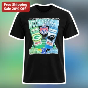 1996 NFC Championship Green Bay Packers Carolina Panthers Vintage NFL Tee available at our Los Angeles warehouse