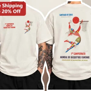 1ER CAMPEONATO MUNDIAL DE BASQUETBOL FEMENINO Vintage Retro Women Basketball Tee available at our Los Angeles warehouse
