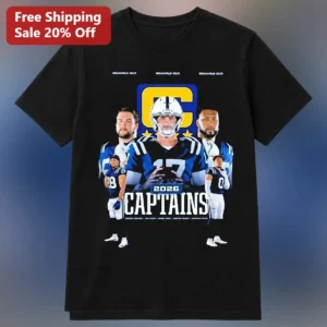 2026 CAPTAINS Tee Andrew Luck Indianapolis Colts Football Fan Gear available at our Los Angeles warehouse