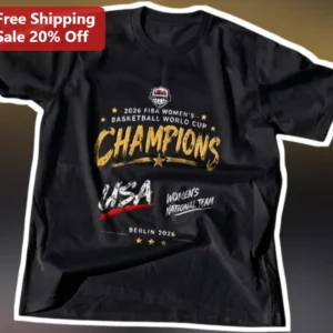 2026 FIBA Women's Basketball World Cup Champions USA National Team Berlin Tee available at our Los Angeles warehouse
