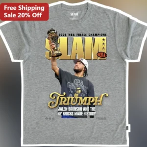 2026 NBA Finals Champions Jalen Brunson NY Knicks Make History Slam Triumph Tee available at our Los Angeles warehouse