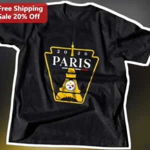 2026 PARIS Steelers NFL Fan Tee available at our Los Angeles warehouse