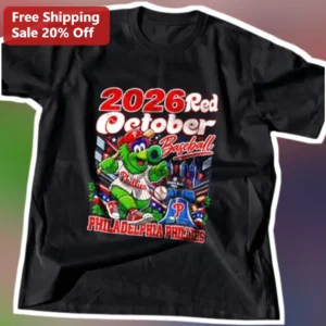 2026 Red October Baseball Philadelphia Phillies Tee Phillie Phanatic Fan Gift available at our Los Angeles warehouse