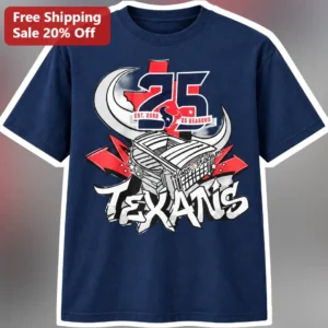 25 Seasons Est. 2002 Texans Graphic Tee available at our Los Angeles warehouse