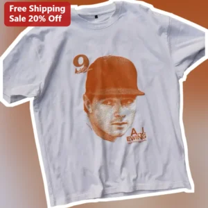 A.J. Ewing New York Baseball Tee Vintage Halftone Portrait #9 Signature Graphic Shirt available at our Los Angeles warehouse