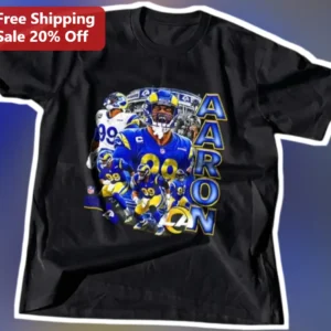 Aaron Donald NFL Rams Defensive Tackle Photo Collage Tee available at our Los Angeles warehouse