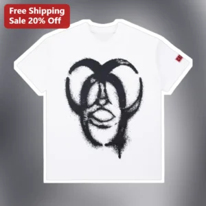 Abstract Face Graphic Tee Minimalist Street Art Portrait Shirt Unisex Cotton Top available at our Los Angeles warehouse