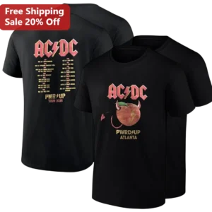 AC/DC PWR UP Tour 2026 Atlanta Tee, Rock Concert Merch Gift for Hard Rock Fans available at our Los Angeles warehouse