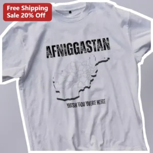 AFNIGGASTAN Wish You Were Here Graphic Tee Vintage Military Humor Shirt available at our Los Angeles warehouse