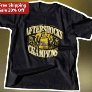 Aftershocks Champions Tee Vintage Gold Trophy Esports Gaming Team Shirt available at our Los Angeles warehouse