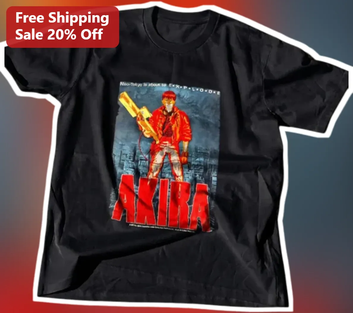 Akira Neo-Tokyo Is About To Explode Graphic Tee Kaneda Shotaro Anime Shirt available at our Los Angeles warehouse