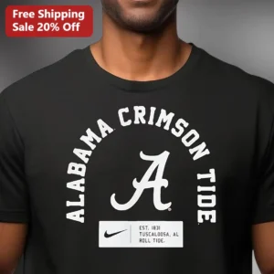 Alabama Crimson Tide Roll Tide Est. Tuscaloosa AL Graphic Tee available at our Los Angeles warehouse