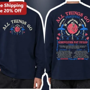 All Things Go Festival Long Sleeve Shirt Skeleton Dancers Vintage Music Merch available at our Los Angeles warehouse