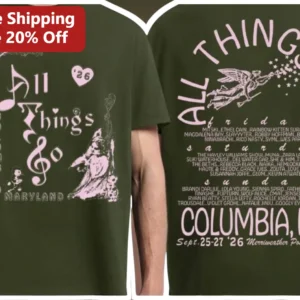 All Things Go Tee Music Festival Merch Indie Rock Lineup Shirt Gift for Women Men available at our Los Angeles warehouse