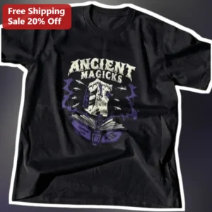 Ancient Magicks Tee OSRS Spellbook Gothic Dark Fantasy Shirt for Wiccans Pagans Occult Enthusiasts available at our Los Angeles warehouse
