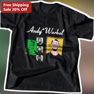 Andy Warhol Pop Art Portrait Vintage Retro Graphic Tee for Art Enthusiasts available at our Los Angeles warehouse
